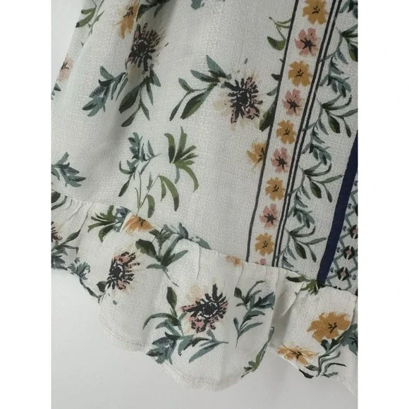 Lucky Brand Womens Floral Print Y2K Boho Peasant Flutter Blouse Size L T1000 - Picture 11 of 16